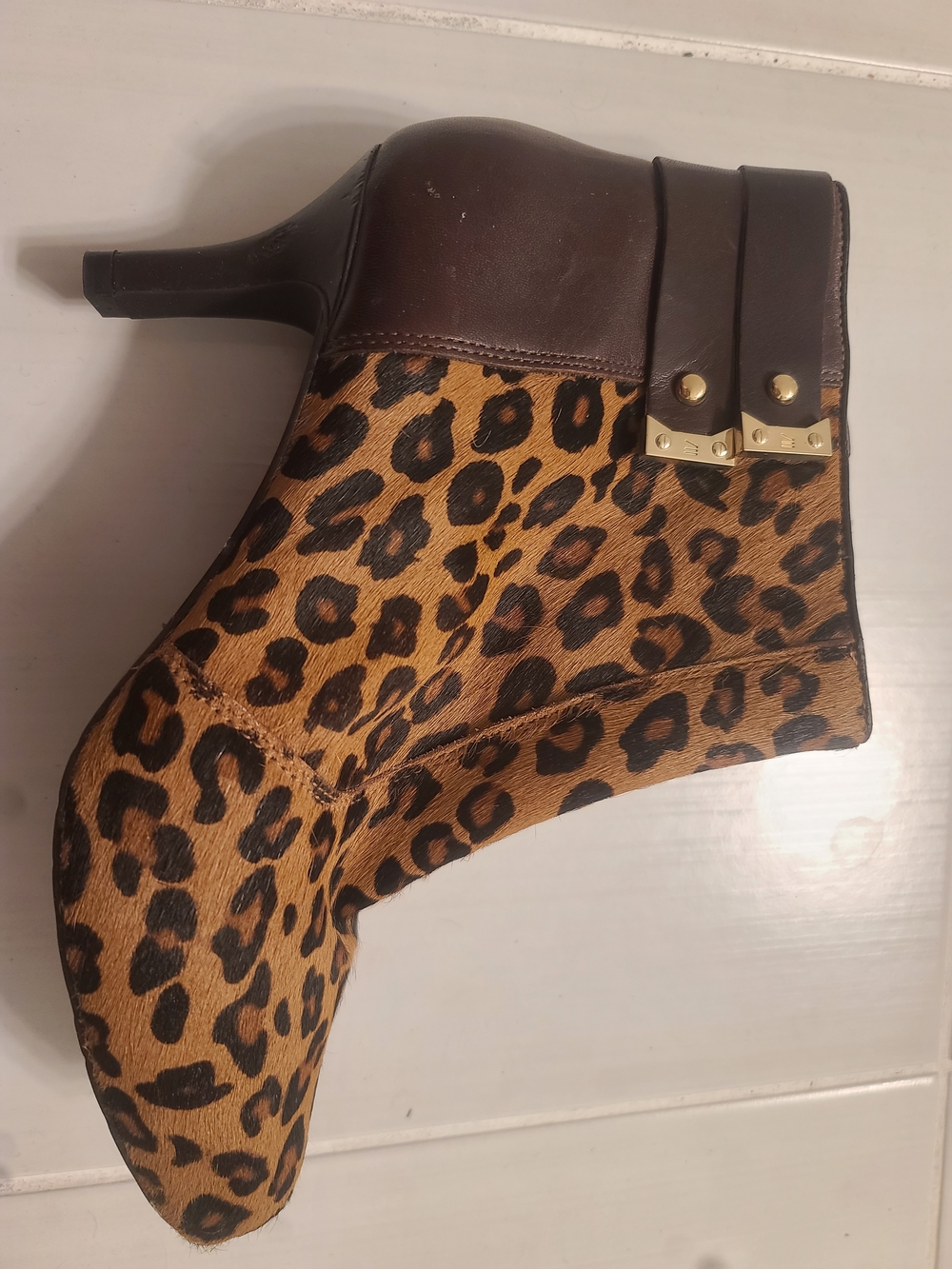 Rockport Leopard Print Ankle Booties with 2.5 Inch Heel & Gold Accents